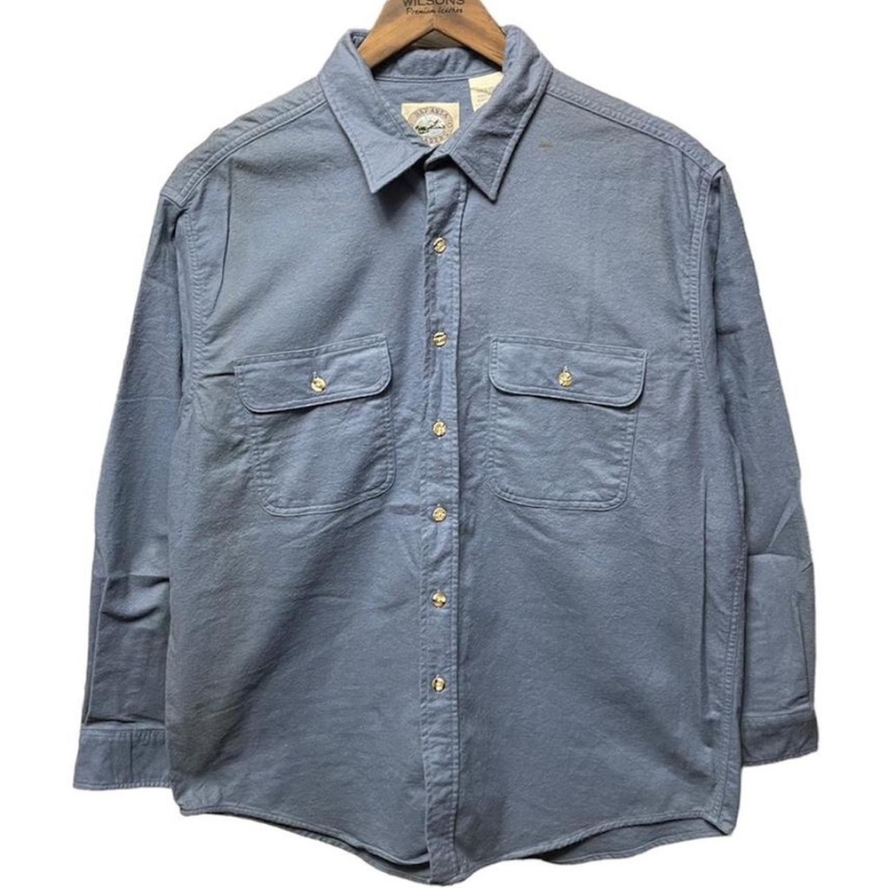 vintage 90s 2000s casual blue button up collared long sleeve flannel w/ pockets